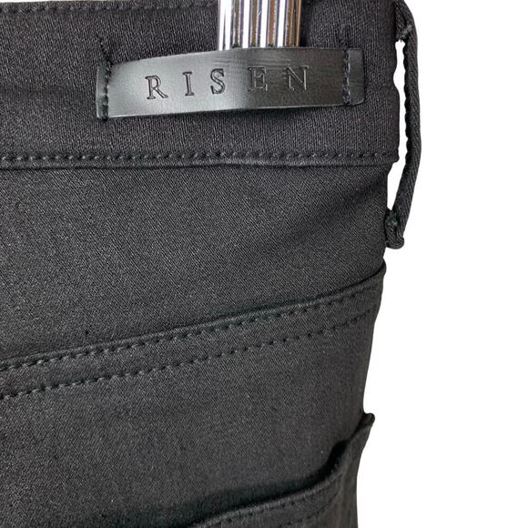 Risen High Waist Black Flare Jeans Size 1/25 Modern Retro Style Denim - Picture 5 of 9